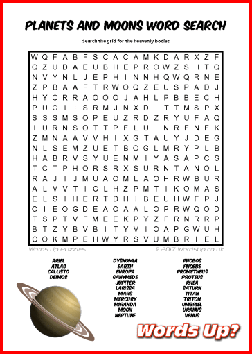 Words Up Planets And Moons Word Search Words Up Planets And Moons Word Search