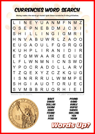 Currencies Word Search Puzzle #33