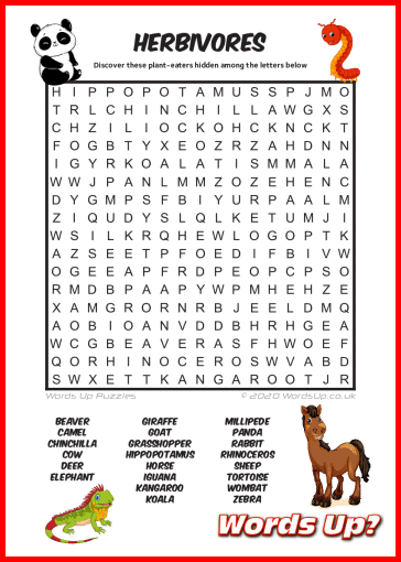 Herbivores Word Search Puzzle #66